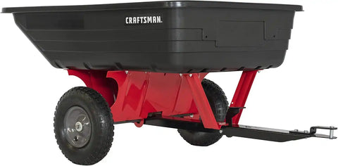 Craftsman Tow Poly Dump Cart for Lawn Tractors and ATVs, 350 lb Load Capacity, 10 Cu Ft Lawn and Garden Utility Trailer