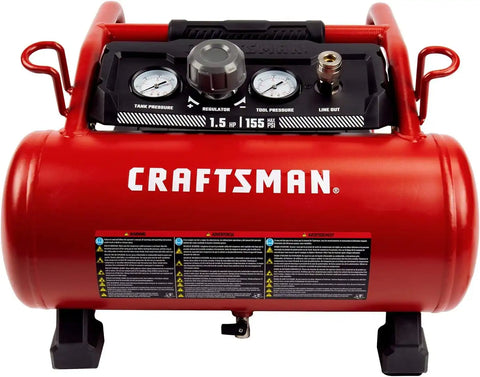 Craftsman 3 Gallon Hot Dog Air Compressor, Oil-Free 155 PSI | 155 PSI Max Pressure & 2.6 CFM @ 90 PSI, Oil-free Pump Cuts Maintenance, Portable & Durable, Lightweight 36LBS