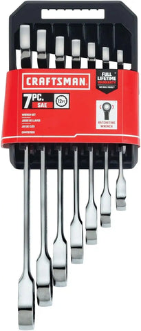 CRAFTSMAN 7-Piece Combination Ratcheting Wrench Set, 12-Point Standard SAE (CMMT87020)