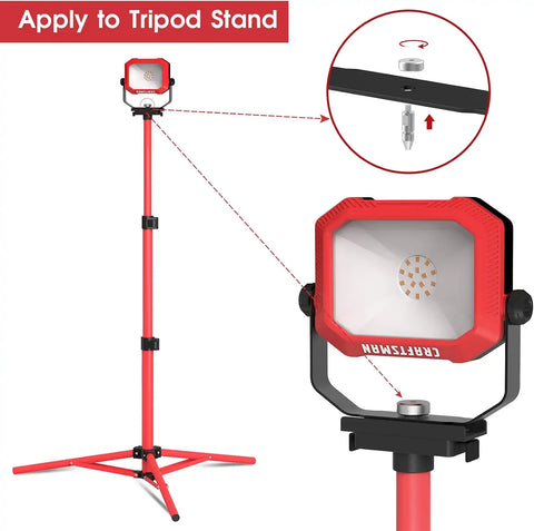CRAFTSMAN 1100 Lumens 4000K LED Tiltable Portable Work Light with 2-IN-1 Adjustable Metal Rotating Stand and Handle, Impact-Resistant Glass Lens, 5FT Power Cord, ETL, 2 Count(Pack of 1)