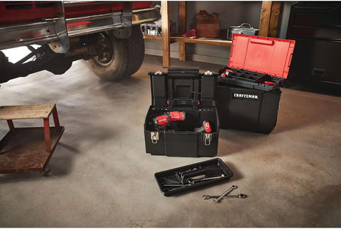 CRAFTSMAN 19-in. 3-in-1 Rolling Tool Box with Wheels, Red, Plastic, Lockable (CMST18614)