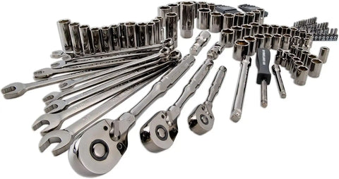 CRAFTSMAN OVERDRIVE 121-Piece Gunmetal Chrome Mechanics Tool Set, Standard SAE/Metric Socket Set, with Hard Case (CMMT99121L)
