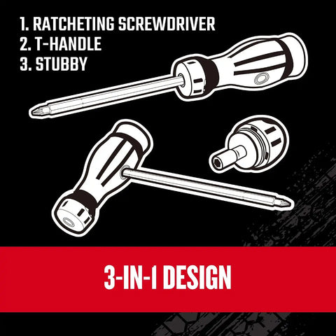 CRAFTSMAN V-SERIES 3 in 1 Ratcheting Screwdriver Set with Assorted Multi-Bits, 18 Piece (CMHT68142V)