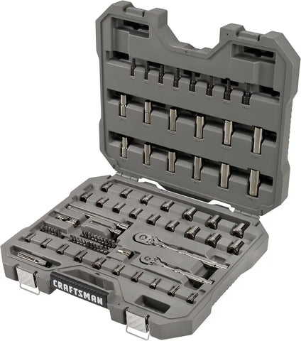 CRAFTSMAN OVERDRIVE 80-Piece Gunmetal Chrome Mechanics Tool Set, Standard SAE/Metric Socket Set, with Hard Case (CMMT99080L)