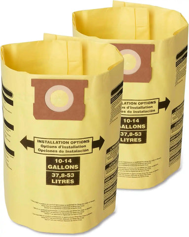 CRAFTSMAN CMXZVBE3877 10-14 Gal. Wet Dry Shop Vacuum Dust Collection Bags | For Fine Dust, Fits Most 10 to 14 Gallon Shop Vacuums, Collects Dry Fine Debris, Reduces Cleanup Time, 2-Pack
