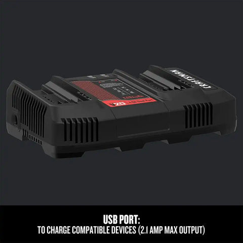 CRAFTSMAN V20 2Ah Lithium Ion Dual-Port Power Tool Battery Charger (CMCB124)