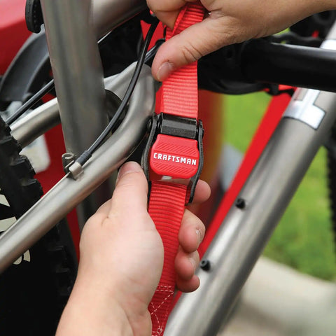 CRAFTSMAN 1" x 10' x 900 lbs Light-Duty Cam Buckle Tie-Down Straps, 4-Pack | 900 lbs Break Strength, XL Padded Grip Release Lever, Weather‑Resistant, Coated S‑Hooks, Easy to Use for Lightweight Cargo