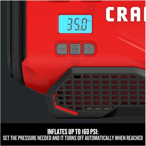 CRAFTSMAN V20 Tire Inflator Portable Air Compressor, Car Air Pump, 3 Modes Tire Pump: Cordless, 120V Corded, and 12V Car Adapter, Battery Sold Separately (CMCE520B)