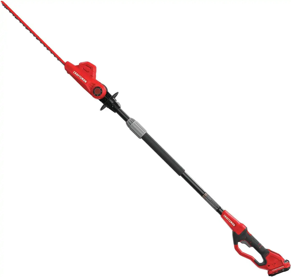 CRAFTSMAN V20 Pole Hedge Trimmer Cordless, 18-Inch, Battery and Charger Included Hedge Trimmer with Extension Pole, Up to 11 Ft Extended Reach (CMCPHT818D1)