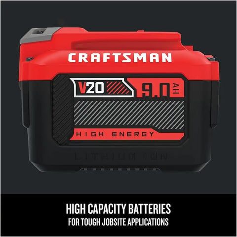 CRAFTSMAN V20 Lithium Ion Battery for Power Tools, 9 Ah, LED Charge Indicator (CMCB209)