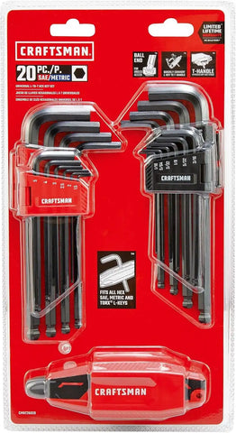 CRAFTSMAN Universal L-to-T Allen Wrench Hex Key Set, 20 Piece (CMHT26028)