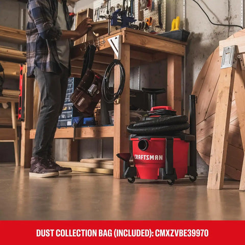 CRAFTSMAN CMXEVBE17584 6 Gallon 3.5 Peak HP Wet Dry Shop Vacuum Bundle | General Purpose Wet and Dry Vac with Filter, Dust Bag, Floor Brush and Attachments for Home, Garage and Automotive Cleaning