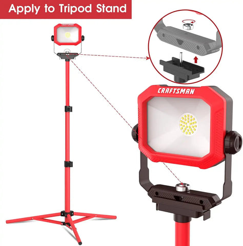 CRAFTSMAN 2500 Lumen LED Portable Work Lights with 2-in-1 Adjustable Metal Stand/Handle, Cool White, Shatterproof Glass Lens, 5FT Power Cord, ETL Certifed, Perfect for Heavy duty