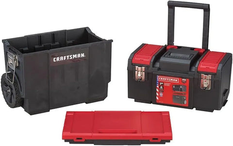 CRAFTSMAN 19-in. 3-in-1 Rolling Tool Box with Wheels, Red, Plastic, Lockable (CMST18614)
