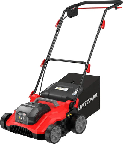 CRAFTSMAN 2 X V20 Brushless RP Lawn Dethatcher and Scarifier, Cordless, 14 in Deck, Up to 45 Min of Runtime, 50L Removable Collection Bag, Tool Only (CMCOE210B)