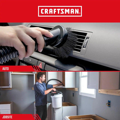 CRAFTSMAN CMXZVBE38610 1-1/4 in. Dusting Brush Wet Dry Vac Attachment | Industrial-Grade Shop Vacuum Accessory for Cleaning Stubborn Debris, Fits 1-1/4 in. Hose Diameter