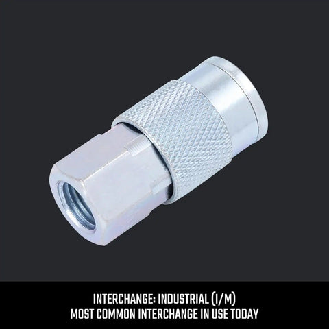 CRAFTSMAN 1/4-in Steel NPT Female Coupler for Air Hose Fittings, Quick Connector Coupler, Industrial Interchange