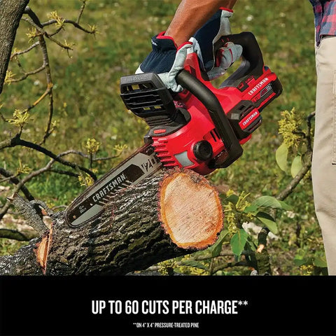 CRAFTSMAN V20 Cordless Chainsaw, 12-Inch Electric Chainsaw, Battery Powered, Battery and Charger Included (CMCCS620M1)