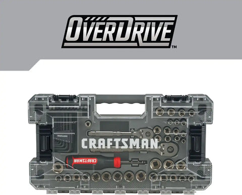 CRAFTSMAN OVERDRIVE 64-Piece Gunmetal Chrome Mechanics Tool Set, Standard SAE/Metric Socket Set, with Hard Case (CMMT99064)