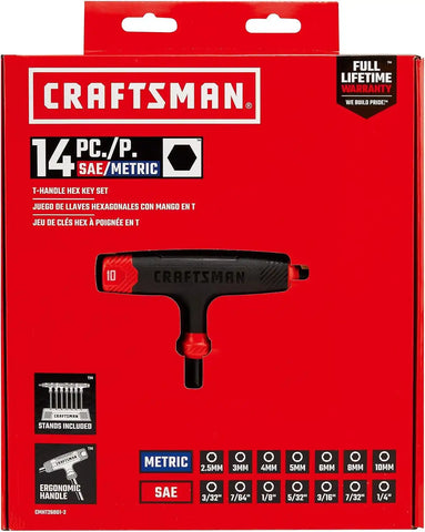 CRAFTSMAN T-Handle Allen Wrench Set, Hex Keys, SAE & MM, 14 Piece (CMHT26001-2)