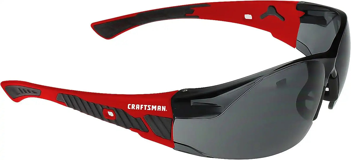 Craftsman 200, Safety Glass, Comfort Fit – Smoke, Red Frame