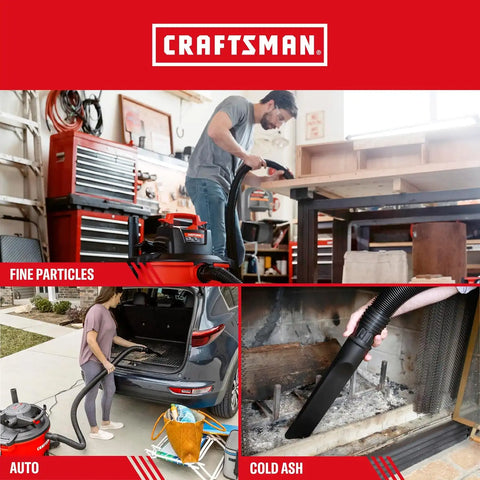 CRAFTSMAN CMXEVBE17656 20 Gallon 6.5 Peak HP Wet Dry Vac with Cart, Heavy-Duty Shop Vacuum Wet and Dry with 2 Fine Dust Filters, Dust Bag, Hose and Attachments for Shop, Garage, Jobsite Cleaning