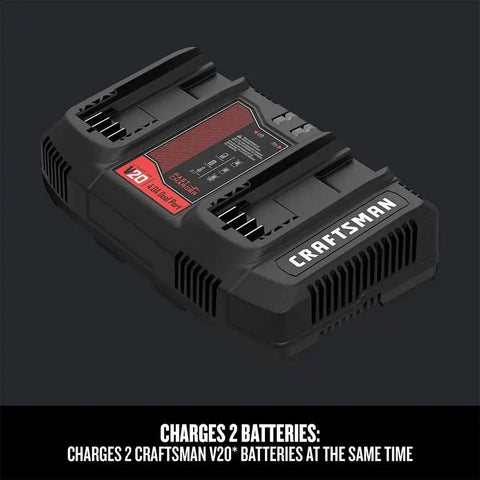 CRAFTSMAN V20 2Ah Lithium Ion Dual-Port Power Tool Battery Charger (CMCB124)