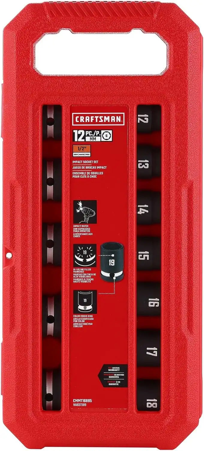 CRAFTSMAN 12 pc 1/2 in MM Shallow Impact Socket Set (CMMT16885)