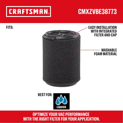 CRAFTSMAN CMXEVBE18695 16 Gallon 6.5 Peak HP Wet Dry Shop Vacuum Bundle | Heavy-Duty Wet and Dry Vac with 2 Filters, Dust Bag, Hose, Diffuser and Attachments for Home Projects & Renovations
