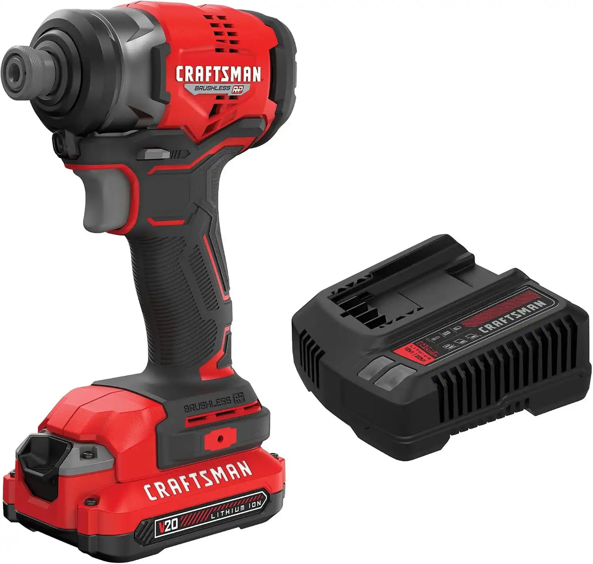 CRAFTSMAN V20 1/4 Inch Cordless Impact Driver Kit with Battery and Charger (CMCF813C1)