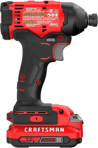 CRAFTSMAN Cordless 1/4 Impact Driver with 2 Ah Lithium Ion Battery, Charger and PH2 Screwdriving Bit, LED Light, High Torque, Variable Speed, 2900 RPM (CMCF801D1)