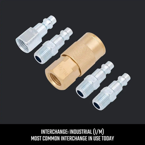 CRAFTSMAN 5-pc NPT Coupler/Plug Kit, Industrial Quick Connect, Steel and Brass, 1/4-in NPT Threads