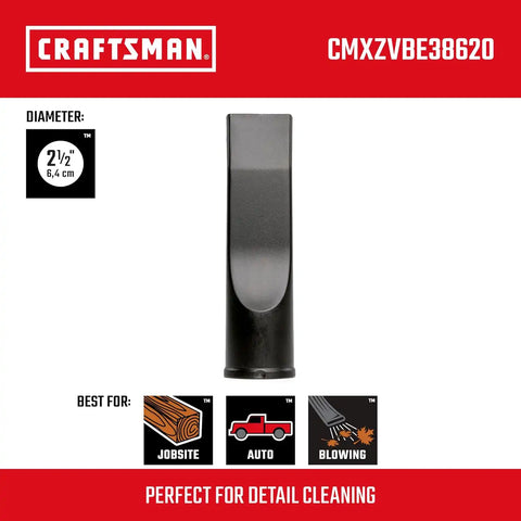 CRAFTSMAN CMXZVBE38620 2-1/2 in. Car Nozzle Wet Dry Shop Vacuum Attachment | Industrial-Grade Shop Vacuum Accessory for Deep Automotive Cleaning, Fits 2-1/2 in. Hose Diameter