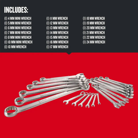 CRAFTSMAN Combination Wrench Set, Metric, 20 Piece (CMMT12068)