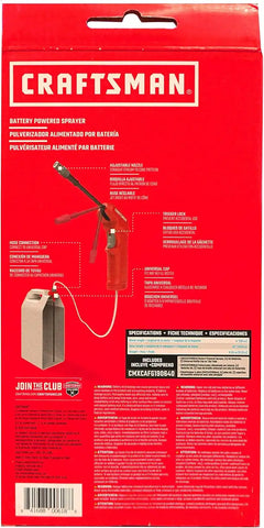 CRAFTSMAN Battery Powered Sprayer Wand (CMXCAFG190640) Easily Attaches to Most Ready to Use Chemical Bottles for Gardening, Lawn and Disinfecting
