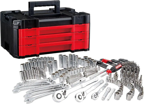 Craftsman 262-Piece Mechanic Tool Set with 3-Drawer VERSASTACK Box, SAE and Metric Socket Set, Car and Motorcycle Tool Kit with Combination Wrenches and Spark Plug Sockets, 90-Tooth (CMMT45309)