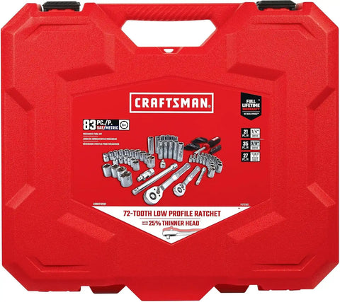 CRAFTSMAN Mechanics Tool Set, 83 Piece Hand Tool and Socket Set SAE/Metric (CMMT12121)