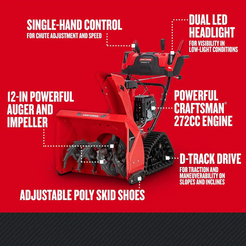 CRAFTSMAN Performance 26" Two-Stage Self Propelled Snow Thrower with Push-Button Start, Gas Powered, 243cc Engine (31AM7C3FB93)