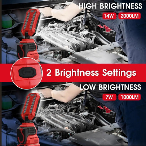 CRAFTSMAN V20 6500K LED Rechargeable Work Light, 2000LM &1000LM 2 Brightness Settings, Hook and Clamp for Multiple Mounting Options, Cordless, Battery Not Included