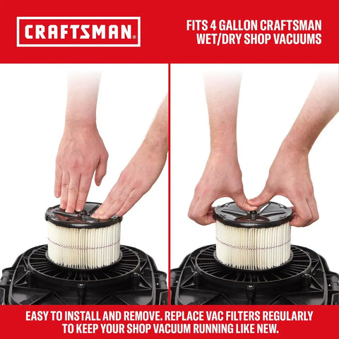 CRAFTSMAN CMXEVBE17040 4 Gallon 5.0 Peak HP Wet Dry Vac, Portable Shop Vacuum Wet and Dry with 2 General Dirt Filters, Hose and Attachments for Home and Automotive Cleaning