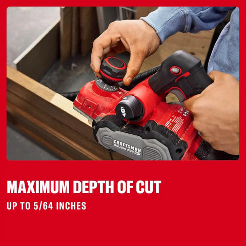 CRAFTSMAN V20 Cordless Brushless Hand Planer, 3-1/4 In. Fast Cutting Wood Planer with Dust Bag, Up to 15,000 RPM, Tool Only (CMCW350B)