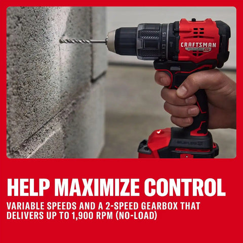 CRAFTSMAN V20 1/2-in Hammer Drill, Brushless RP, Compact Cordless Hammer Drill, Battery Not Included (CMCD716B)