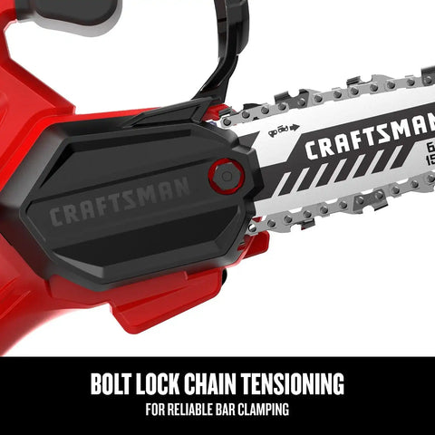 CRAFTSMAN V20 Mini Cordless Chainsaw, Pruning Saw, 6" Chain, Small Handheld Chainsaw, 2Ah Battery and Charger Included, Tree Trimming and Pruning, Compact and Lightweight (CMCCS320D1)