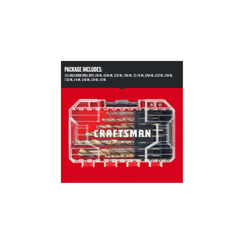 CRAFTSMAN 14-Piece Gold Oxide Drill Bit Set for Wood, Plastic, or Metal (CMAM2214) (Pack of 5)