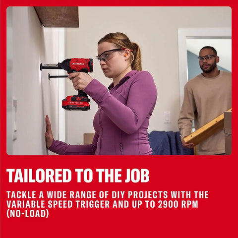 CRAFTSMAN Cordless 1/4 Impact Driver with 2 Ah Lithium Ion Battery, Charger and PH2 Screwdriving Bit, LED Light, High Torque, Variable Speed, 2900 RPM (CMCF801D1)