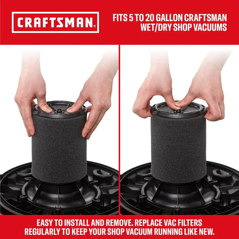 CRAFTSMAN CMXEVBE17607 16 Gallon 6.5 Peak HP Wet Dry Vac with Detachable Blower, Portable Shop Vacuum Wet and Dry with Dry Filter, Wet Filter, Dust Bag and Attachments for Garage, Outdoor Cleaning