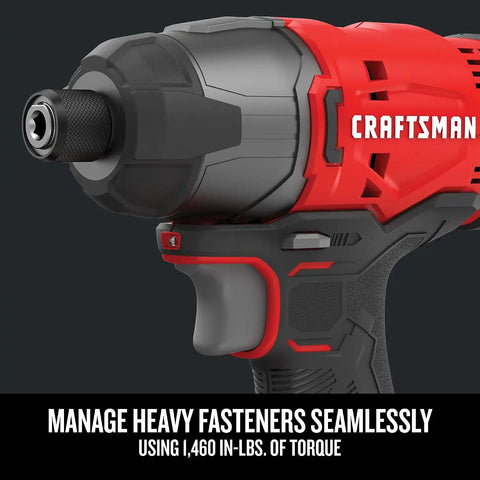CRAFTSMAN V20 MAX Cordless Power Tool Kit, Circular Saw with 6 1/2 inch Blade, 1/4 inch Impact Driver, 1/2 inch Drill/Driver, LED Task Light, Battery and Charger Included (CMCK401D2AM)