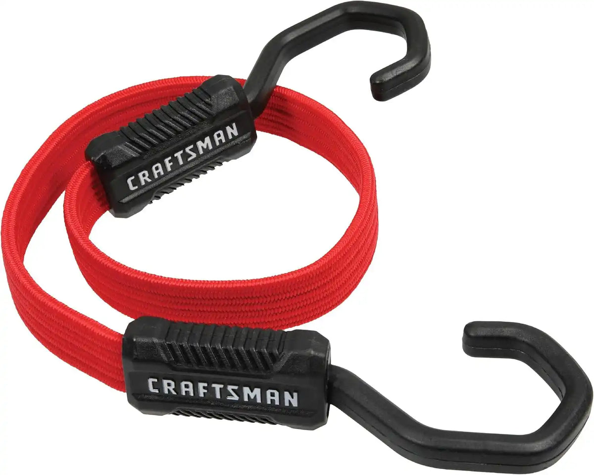 CRAFTSMAN 24" Flat Bungees with Self Centering X-Large Hooks, 32 Pack | XL Non Scratch Steel-Core Hooks, Textured Grip Pad, Easily Stretch and Secure Lightweight Gear, Trunk Cargo & Everyday Hauls