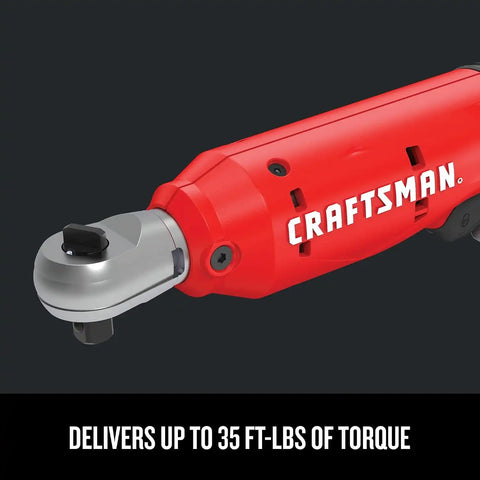 CRAFTSMAN V20 Cordless Ratchet Wrench Kit, 3/8 inch Drive, 300 RPM, up to 35 ft-lbs of Torque, Battery and Charger Included (CMCF930D1)