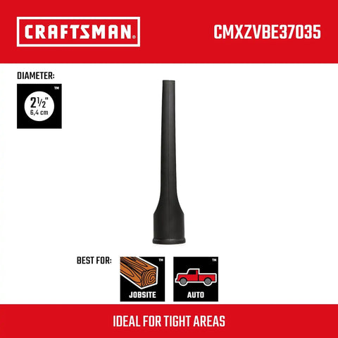 CRAFTSMAN CMXZVBE37035 2-1/2 in. Crevice Tool Wet Dry Vac Attachment | Industrial-Grade Shop Vacuum Accessory for Cleaning Tight Spaces, Fits 2-1/2 in. Hose Diameter